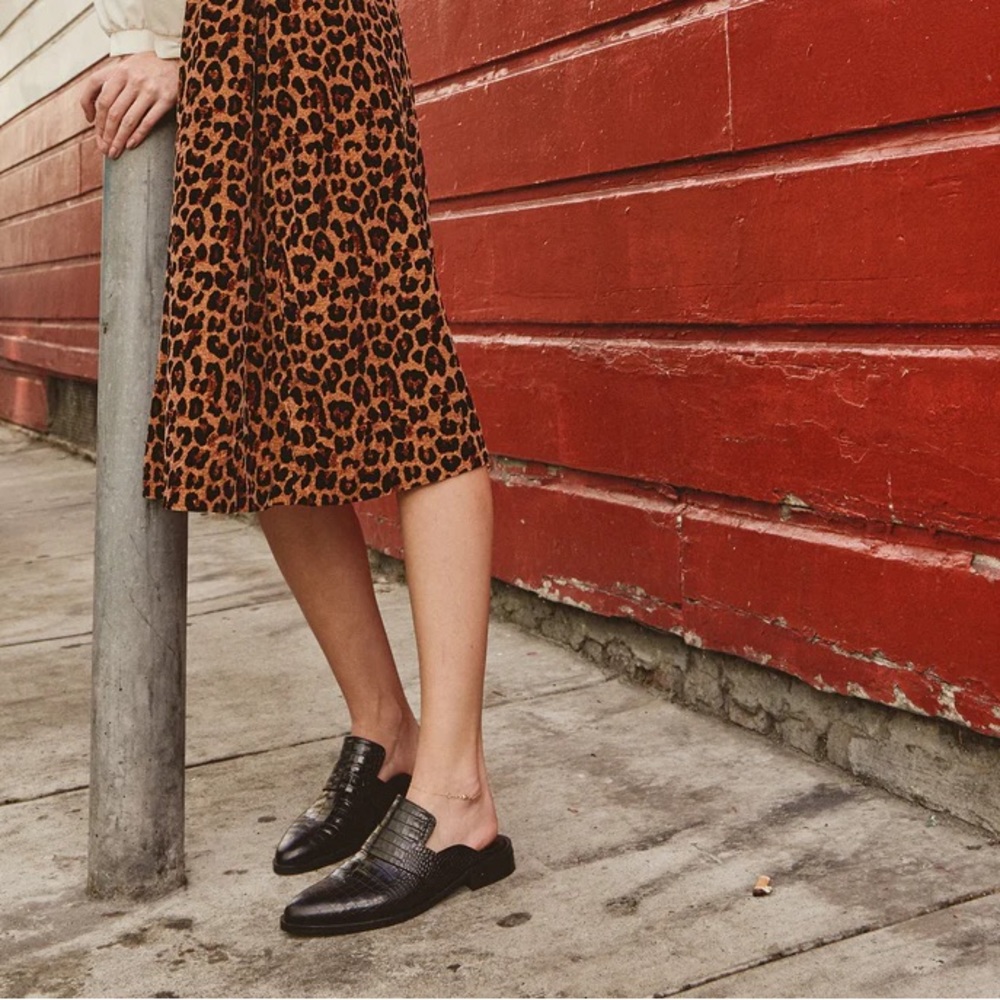 Freda Salvador Keen Mules black croc